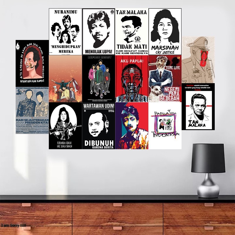 (isi 16pcs) poster dinding aesthetic tema MENOLAK LUPA desain premium art carton - SC134