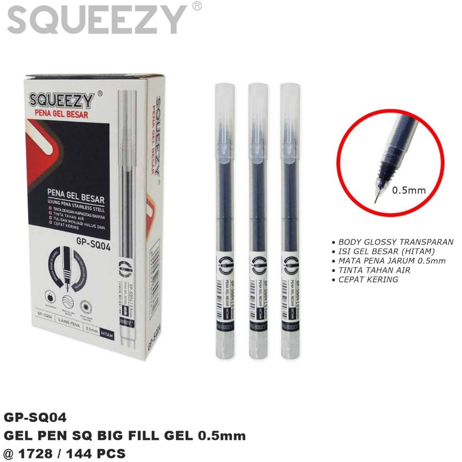 

BISA Pulpen Gel Besar Tinta Hitam 5 mm isi 12 pcs Pulpen isi tinta banyak