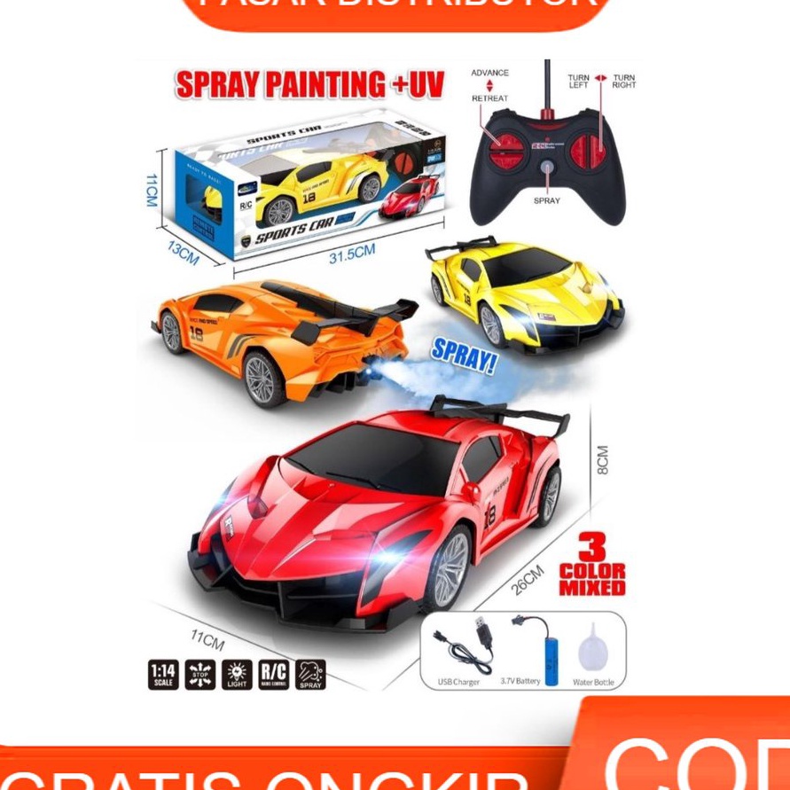 TERKENAL Mainan Anak RC SPORT CAR SPRAY 114 Mobil Remote Control Berasap RC Mobil RC Car