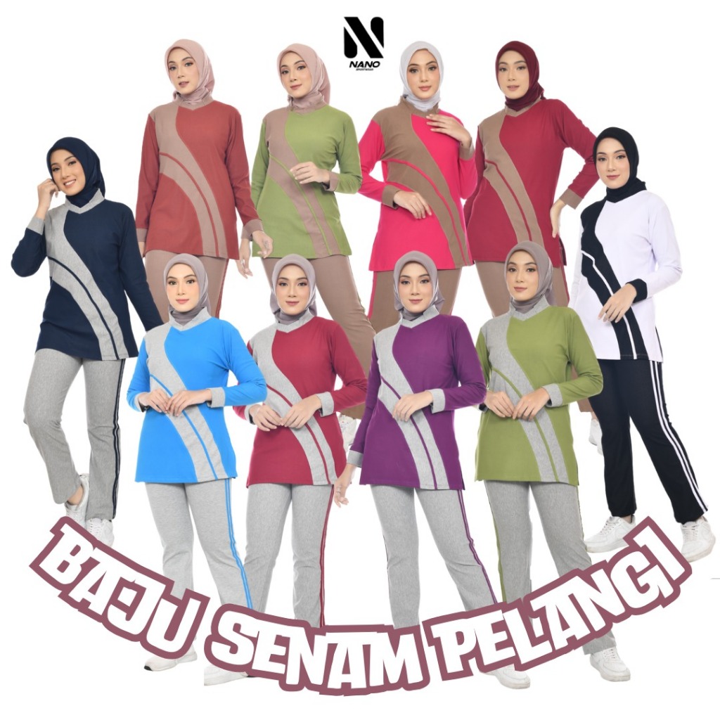 NANO BAJU SENAM MUSLIM PELANGI / BAJU SENAM MUSLIM WANITA