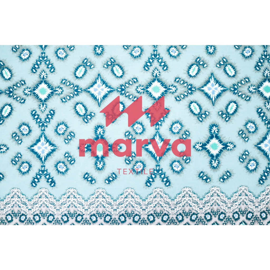 Kain Batik Meteran Premium Bahan 100% katun motif abstrak warna Hijau by Marva textile
