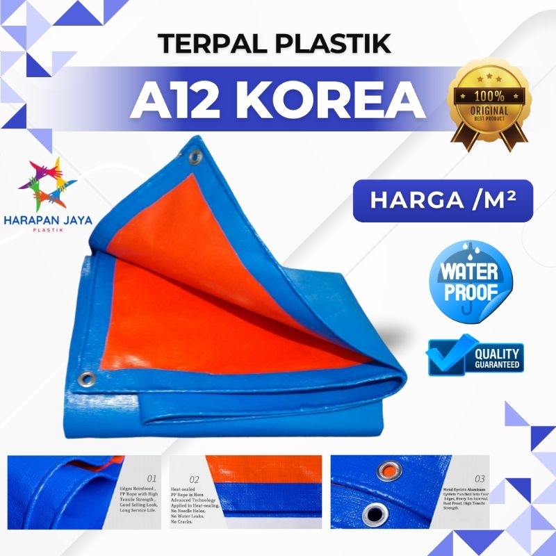 Terpal plastik A12 Korea Harga Permeter Biru Oren | Biru silver | hitam | putih Terpal Tenda | Terpa