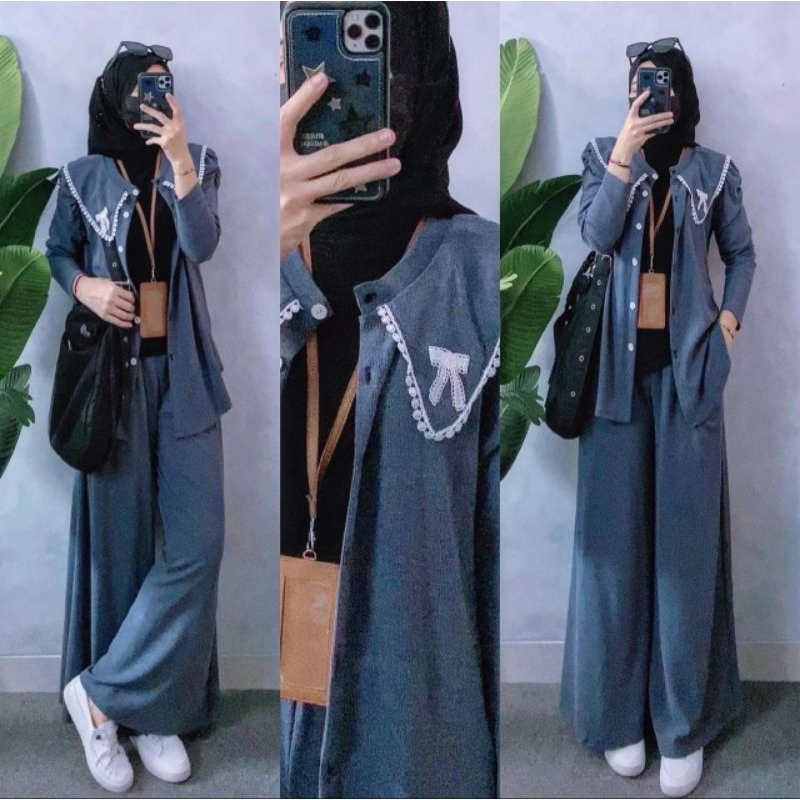 Set Palazzo Outer Renda Wanita