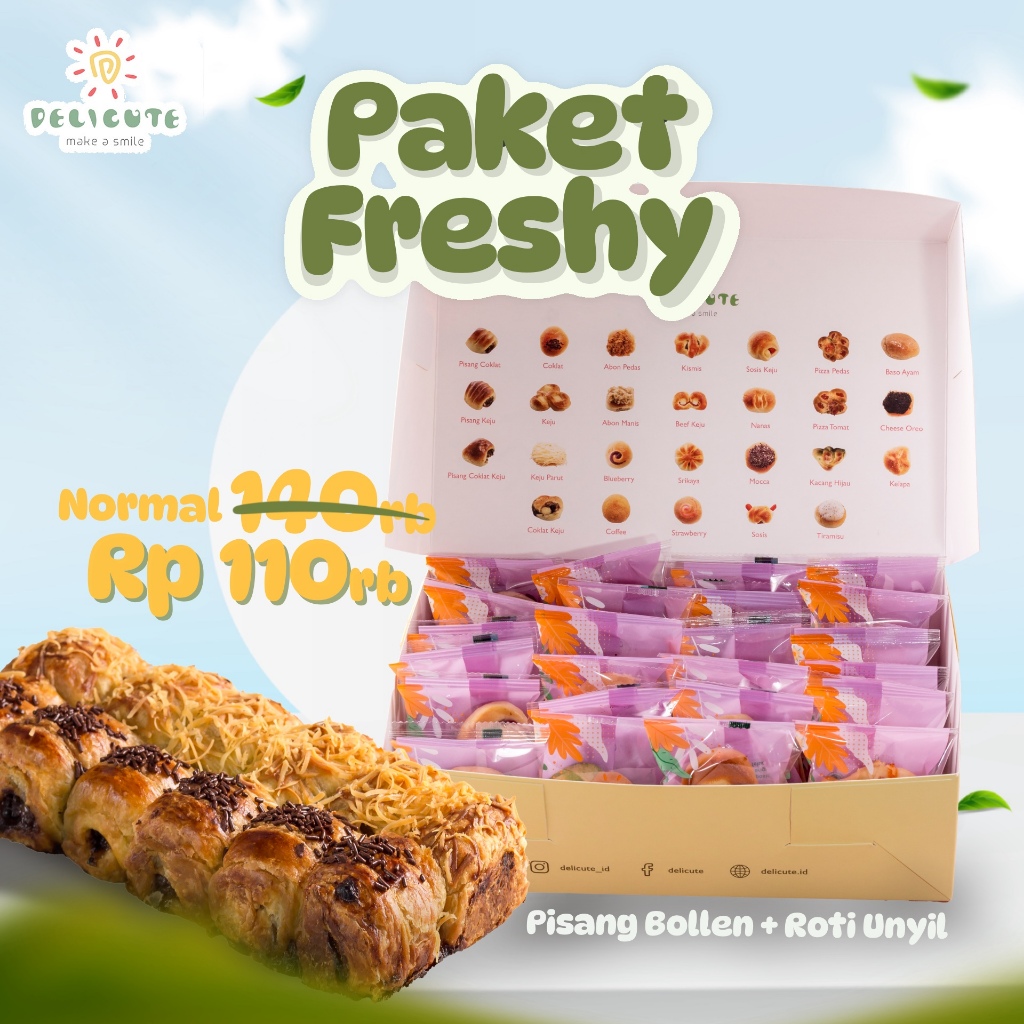 

PAKET FRESHY - BUNDLING PISANG BOLLEN + ROTI UNYIL (MIX RASA) + SPUNBOUND DELICUTE