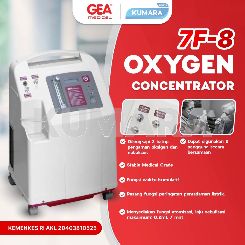 GEA - Oxygen Concentrator 8 Liter 7F-8 / Mesin Penghasil Oksigen