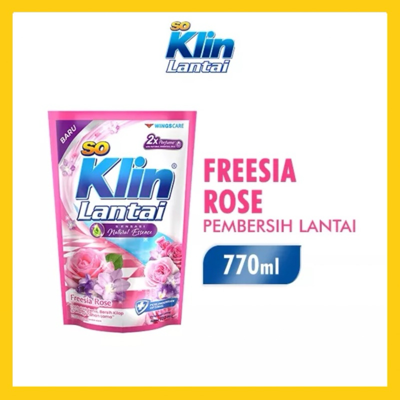 SOKLIN PEMBERSIH LANTAI MERAH FREESIA ROSE POUCH 770 ML