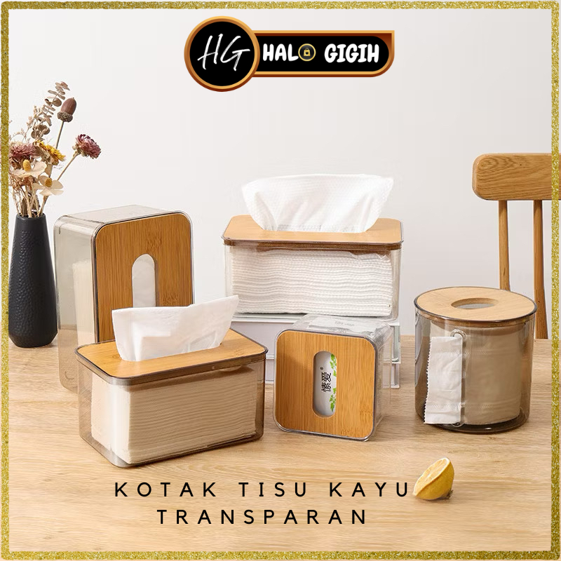 Tempat Tisu Kotak Tisu Kayu Transparan Kotak Tissue Kamar Mandi Dapur