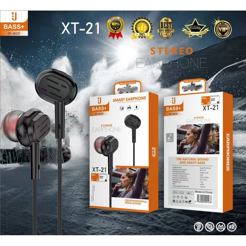 Handsfree Headset J XT-21 + Mic Bass Stereo Earphone XT21