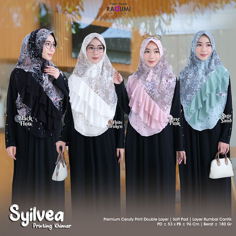 SYILVEA PRINTING KHIMAR RAQUMI ORIGINAL | JILBAB SOFTPAD MOTIF KHIMAR RAQUMI | JILBAB KHIMAR KONDANG