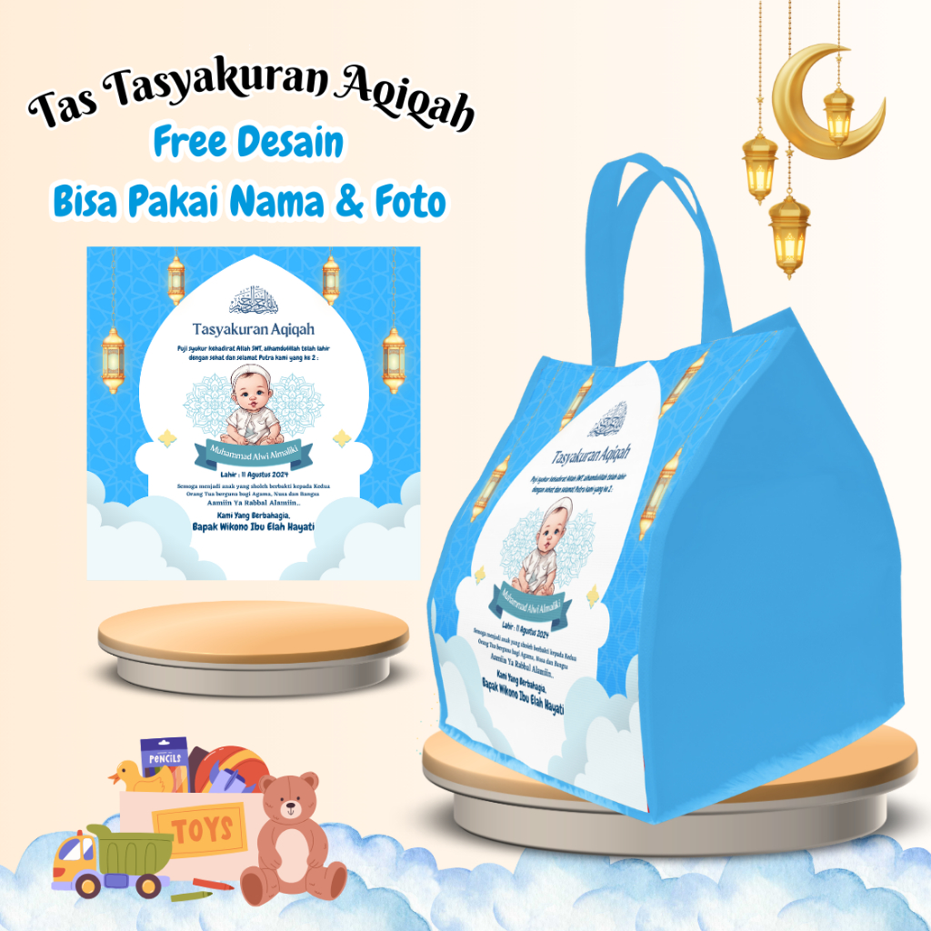 50 Pcs Tas Tasyakuran 7 Bulanan Kehamilan Aqiqah Mengenang Wafat Custom Desain Muat Box Hajatan