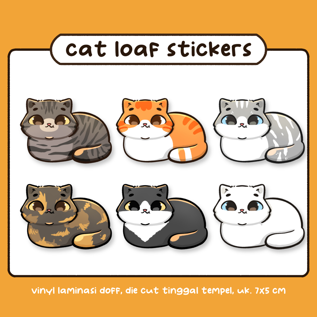 

Cat loaf sticker 2 / Stiker Roti Kucing anti air waterproof / Stiker Deco | Cacaastudio