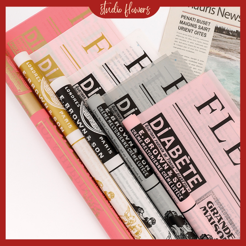 

(20 LEMBAR) Flower Wrapping Newspaper Kertas Bunga Buket Koran Cellophane KB6131