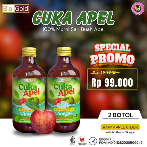 

Cuka Apel 2 Botol Bio Gold Cuka Apel Organik Original Menjaga Kesehatan