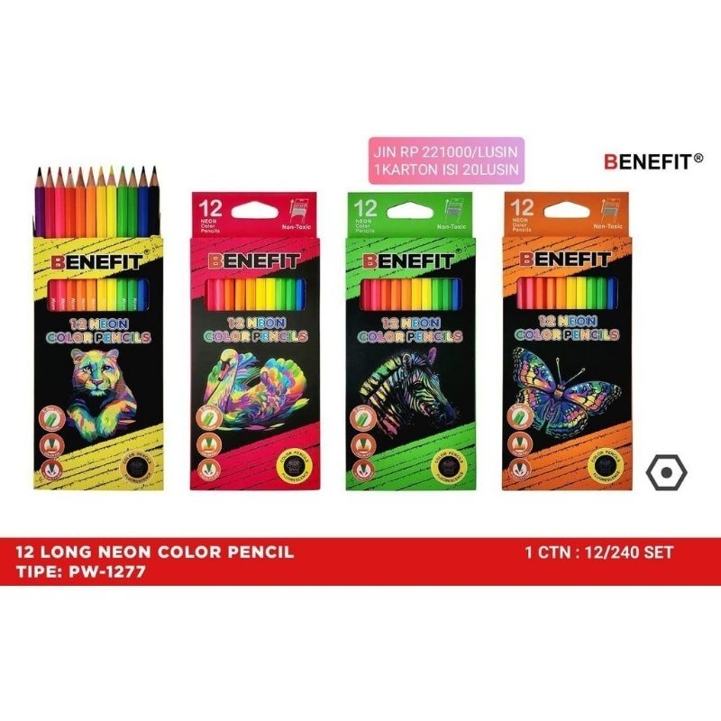 

BENEFIT pensil warna 12 neon color pencil