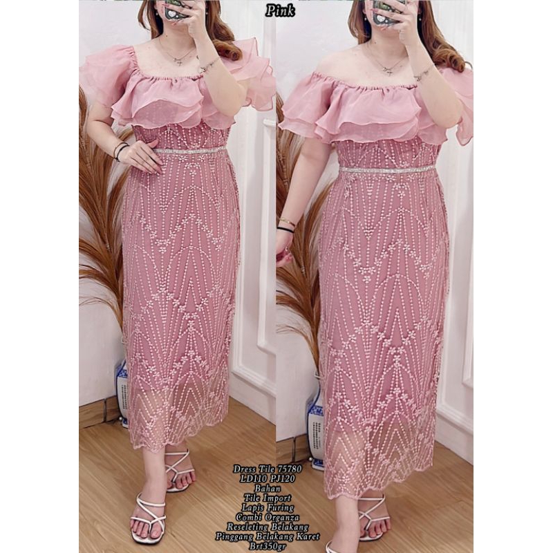 dress natal / dress kondangan / dress pesta tile brokat bordir jumbo