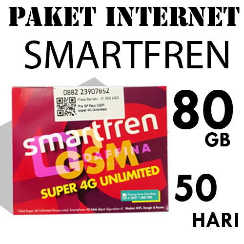 PERDANA PAKET INTERNET SMARTFREN 8GB/29GB/52GB/80GB 50 - 60 HARI