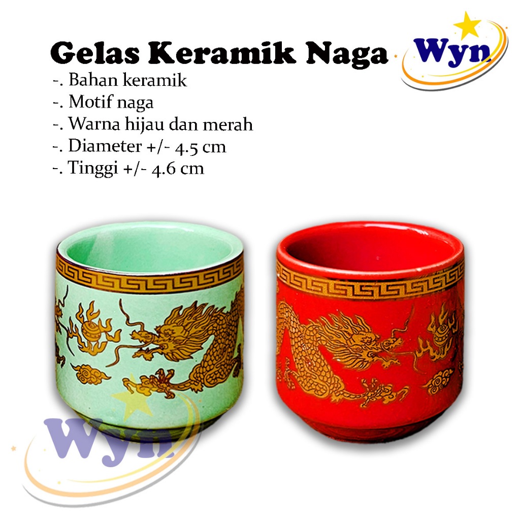 Gelas Sembahyang Keramik / Cangkir Keramik Motif Naga