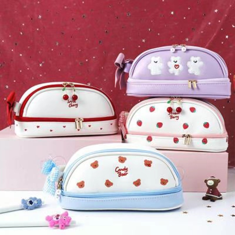 

[Artopia] Tepak Pensil Coquette Pita Ribbon Lucu Cute Estetik Premium Dual Zipper Kosmetik Tempat Pencil Case Wadah