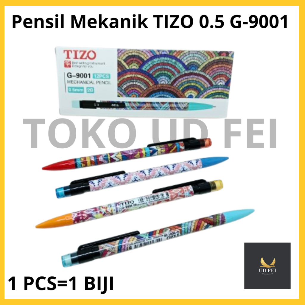 

(1 PCS=1BIJI) Pensil Mekanik TIZO 0.5/ Pensil Mechanic Tizzo BATIK 9001/ Mechanical Pencil TIZO 9001