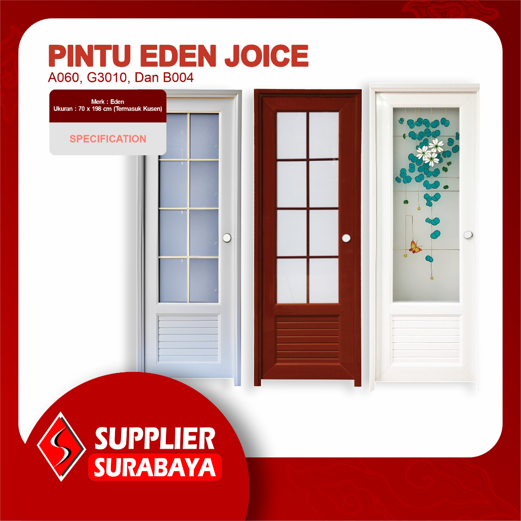 Pintu Kamar Mandi UPVC Tebal Ukuran 70x198 EDEN JOICE A060 G3010
