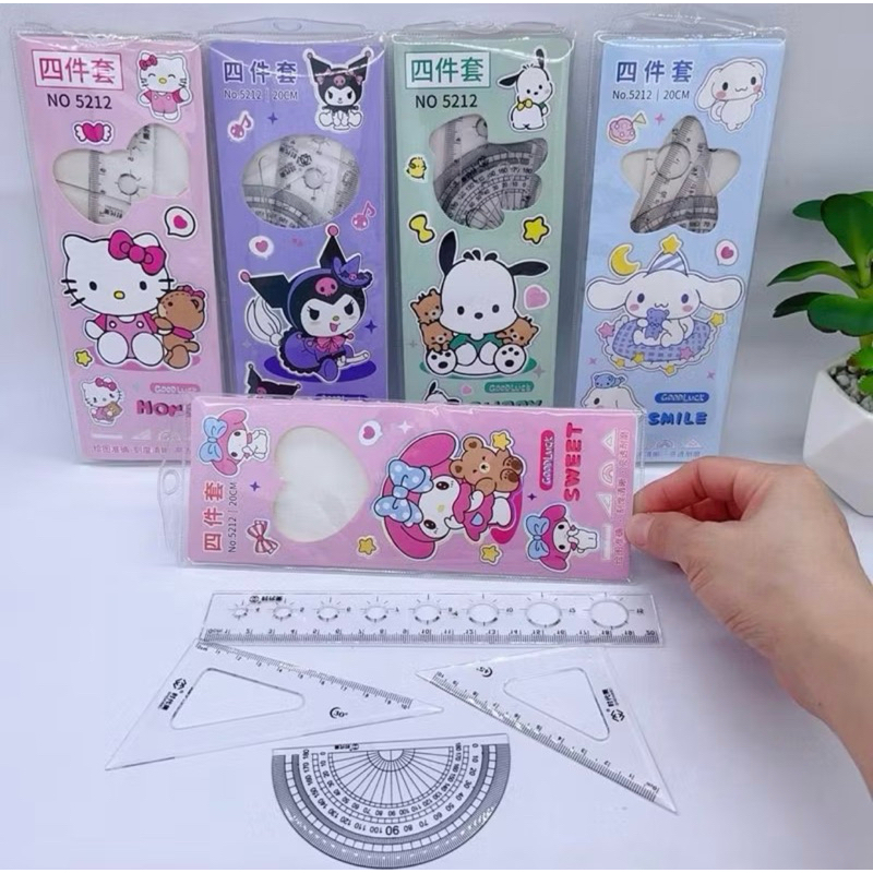 

Penggaris Motif Sanrio Set isi 4pcs/kemasan (free pouch) toserbee