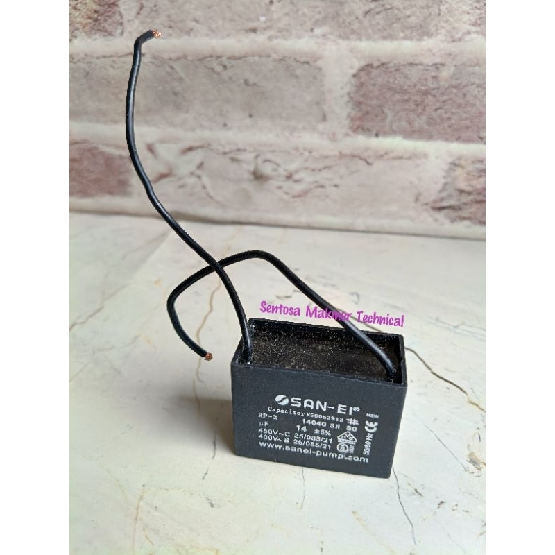 14 UF Kapasitor Capasitor Petak Kotak Segi Kondensor Kabel Kipas Angin Pompa Air 14uf 450V