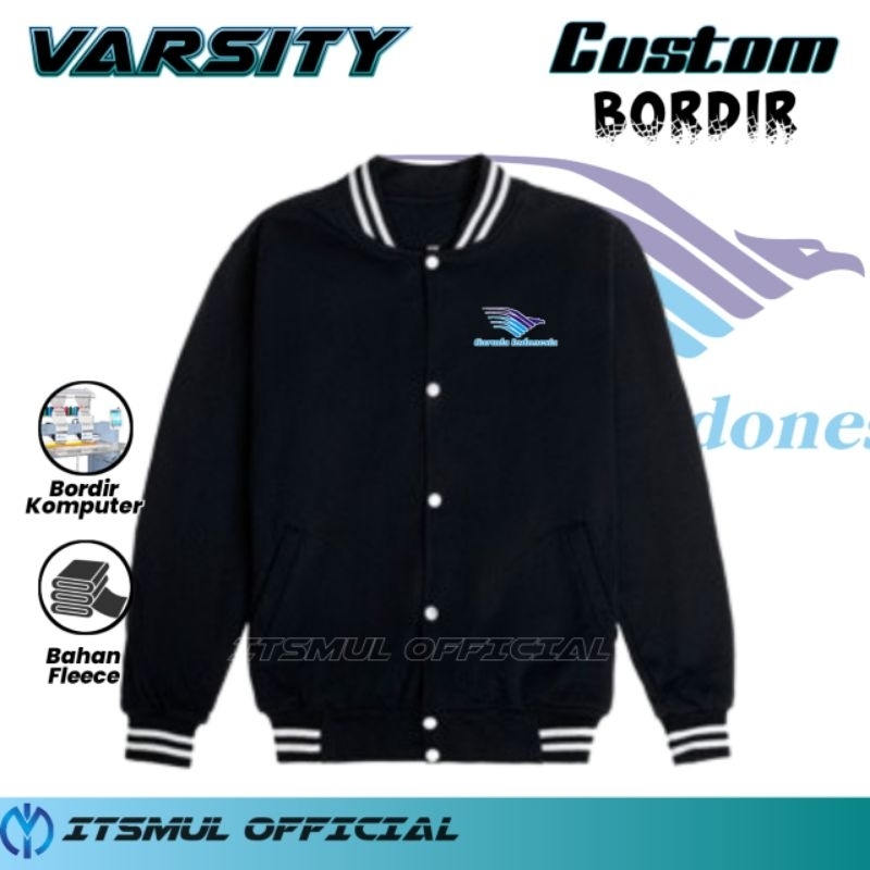 Jaket Varsity Garuda Indonesia Bordir Custom