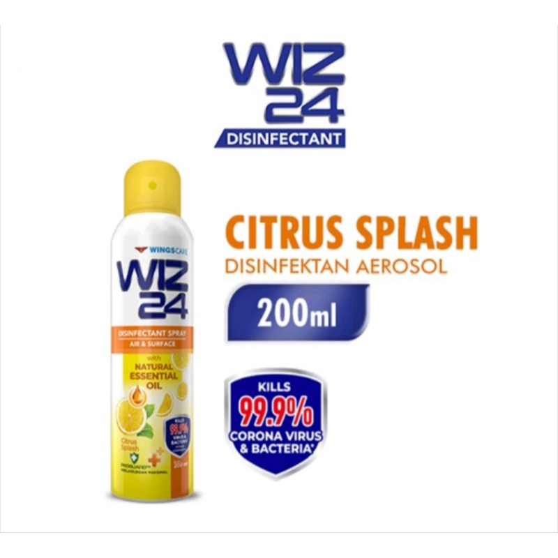 WIZ 24 DISINFECTANT SPRAY CLEAN SCENT SURFACE & AIR 200ml