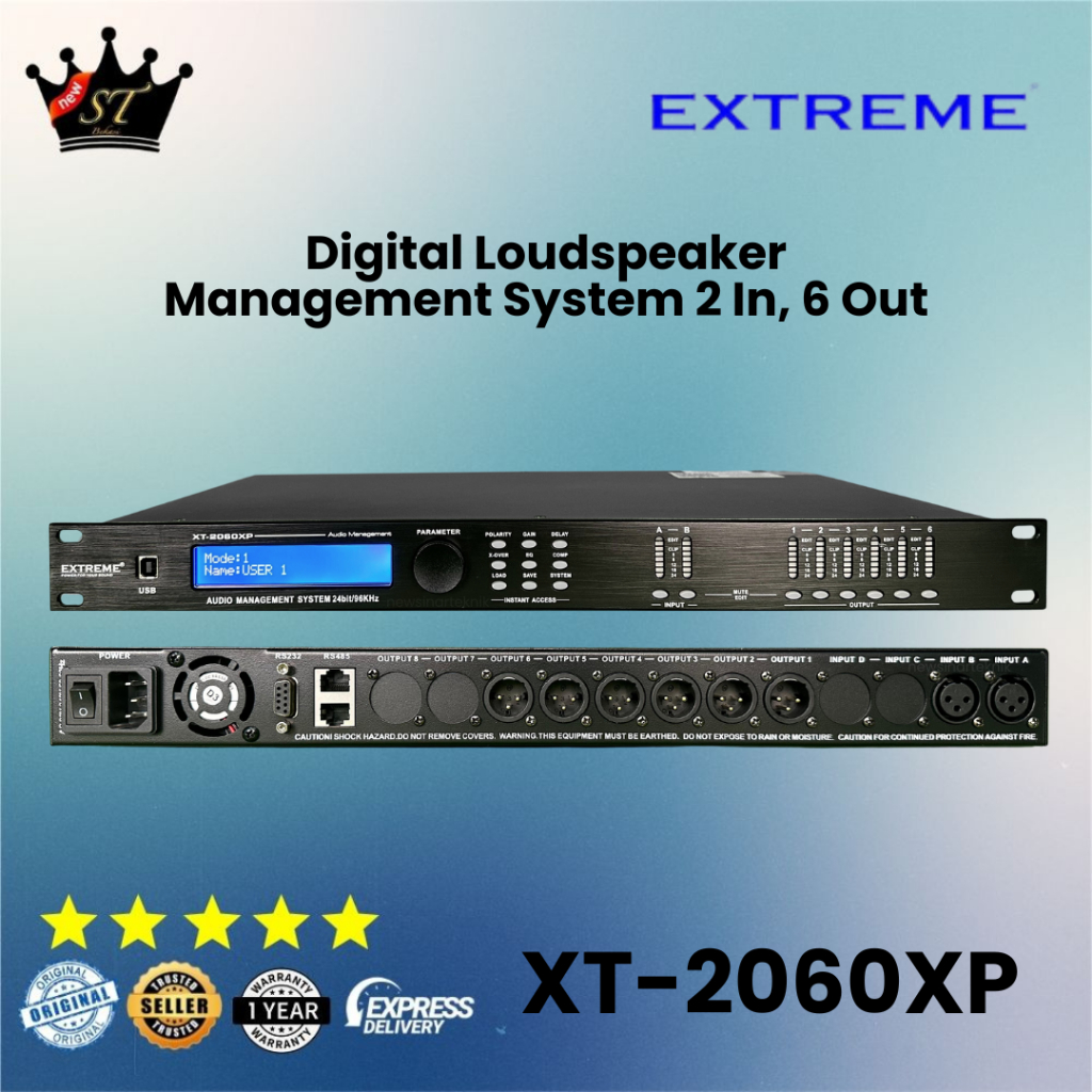 Extreme XT-2060XP DLMS Digital Loudspeaker Management System 2 In 6 Out Manajemen Speaker