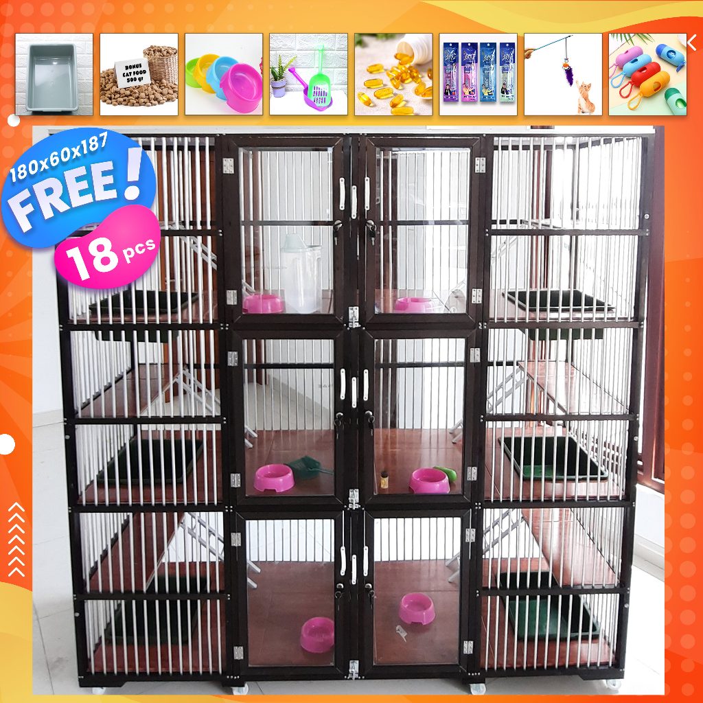 kandang kucing murah 6 pintu aluminium kamar tingkat nyaman anti karat alas keramik bonus aksesories