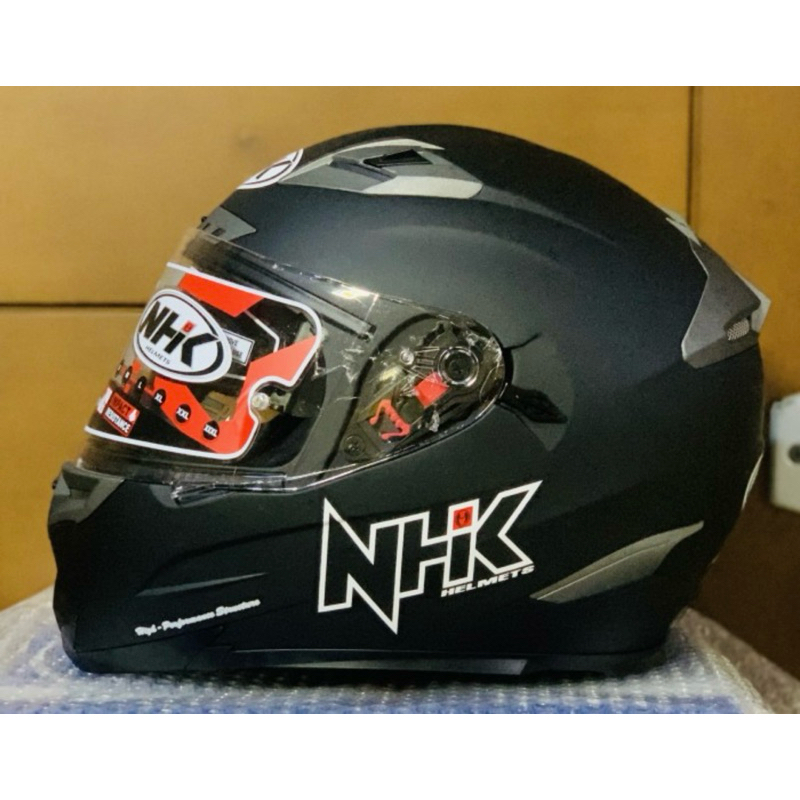 NHK RX9 Solid Black Doff - Full Face  dan Double Visor