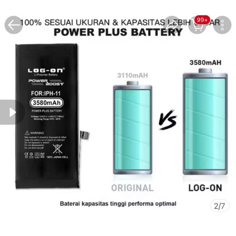 baterai iphone 11 log on jual BU gakepake