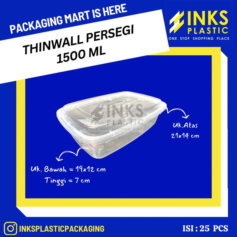 THINWALL 1500 ML PERSEGI PANJANG RECTANGLE (25 PCS)