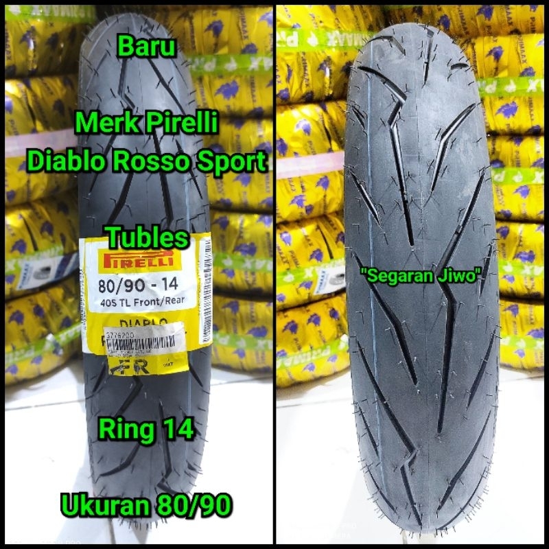 Ban tubles matic ring 14 ukuran 80/90 merk Pirelli Diablo rosso sport ban depan honda beat vario 110