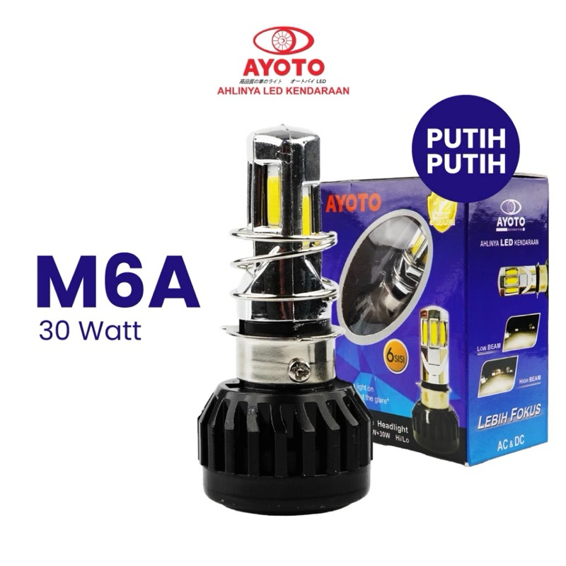 Lampu Led Ayoto M6A 6sisi Acdc 30w hi/low motor mobil pnp