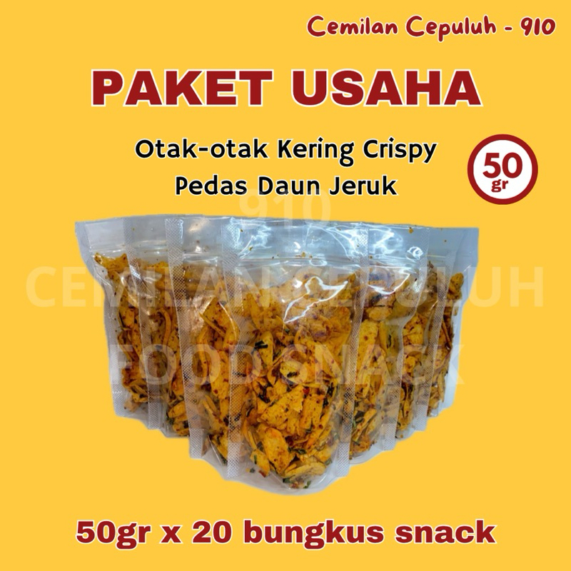 

PAKET USAHA - 20 BUNGKUS OTAK-OTAK KERING CRISPY PEDAS DAUN JERUK isi 50gr/pcs