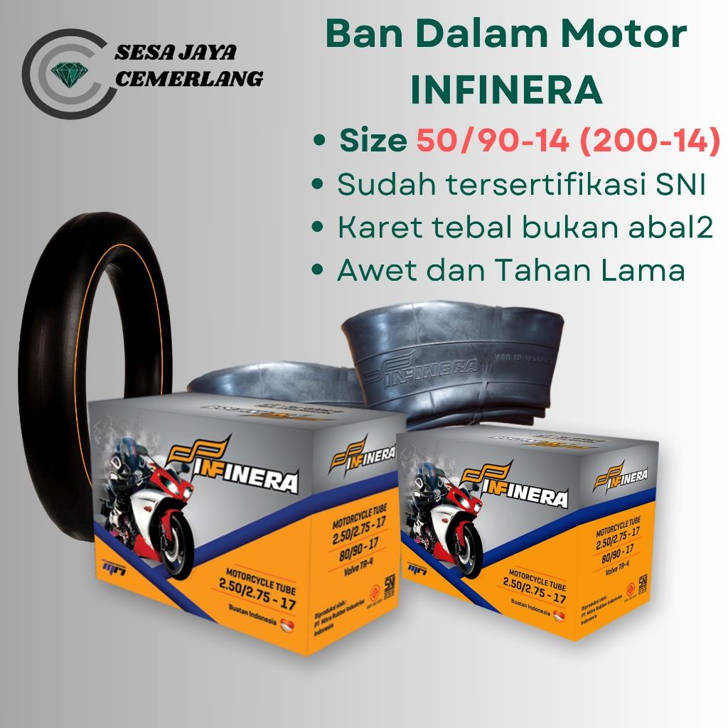 50/90-14(200-14) Ban dalam motor Infinera ukuran 50/90-14(200-14) Honda Beat, Vario 125, Yamaha Lexy