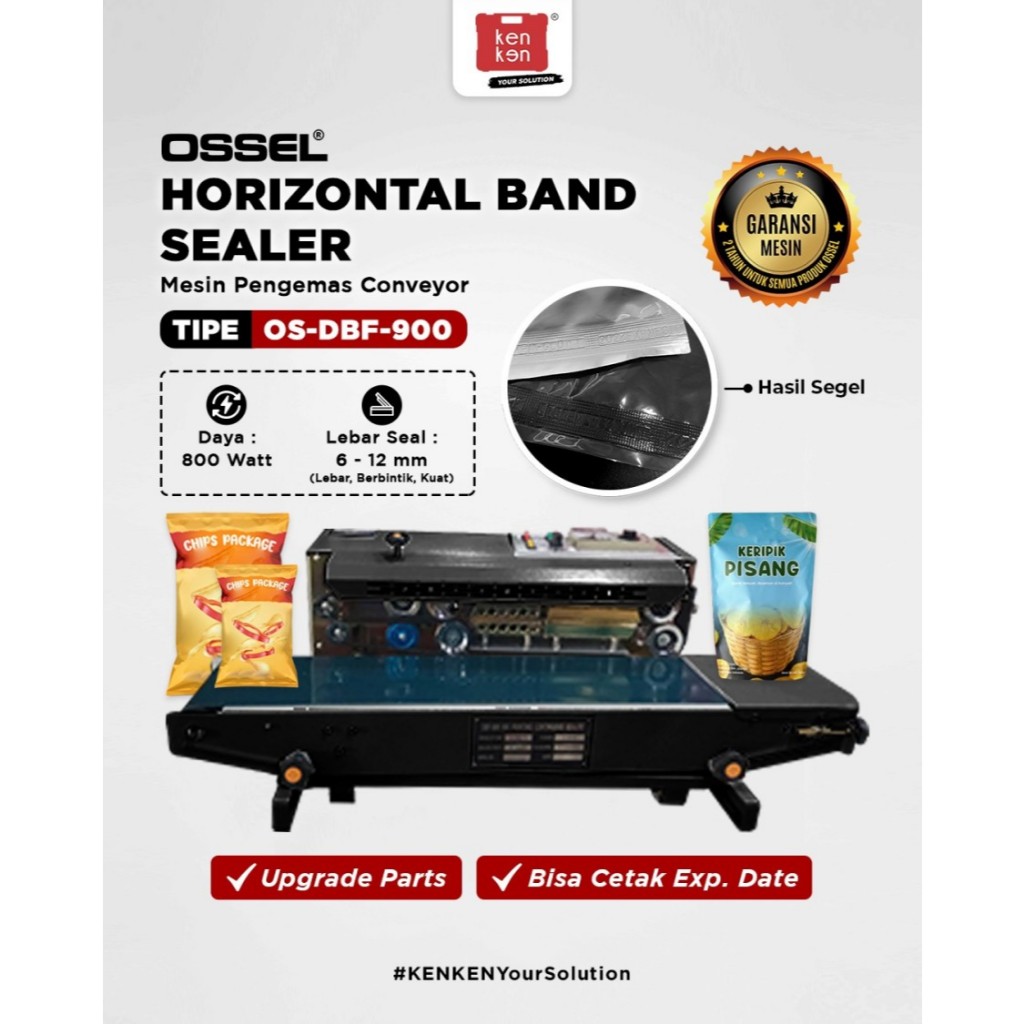 OSSEL Horizontal Continuous Band Sealer OS-DBF-900 Mesin Segel Plastik Sealer Plastik Press Plastik