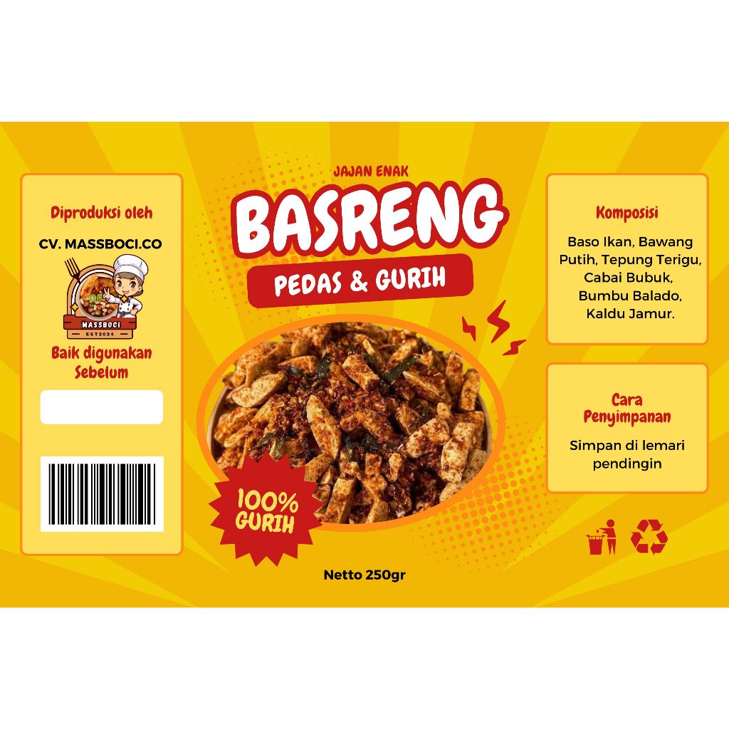 

Basreng bakso goreng lezat dan gurih kemasan 250gram/jajanan enak/jajanan kekinian