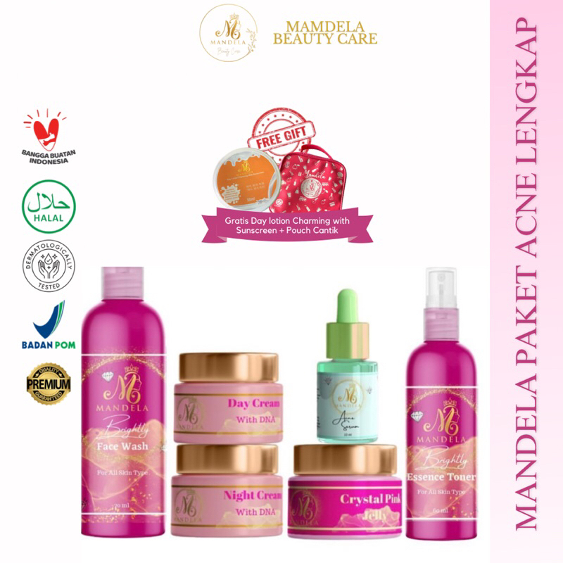 SKINCARE MBC ACNE || FREE GIFT Lotion [6pcs + Free Lotion + Free Pouch] Mandela Paket Lengkap Acne [