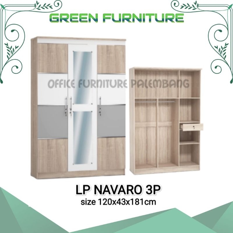LEMARI PAKAIAN LEMARI BAJU 3 PINTU OLYMPIC NAVARO