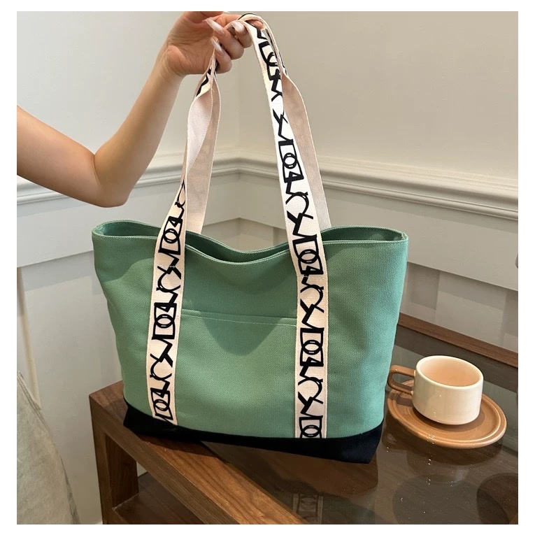 IBAGS Tas Tote Bag Kanvas Kerja Tote Bag Kuliah Tas Wanita 8115
