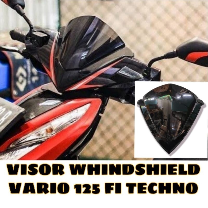 VISOR HONDA VARIO  110 125 OLD TECHNO KARBU ANTI PECAH  PLUS DOUBLE TAPE 3M KUAT TAHAN WINDSHIELD VA