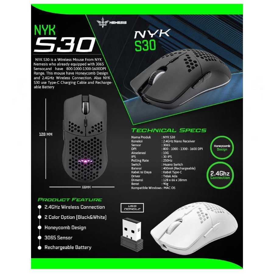 NYK Nemesis S30 / S30 Wireless Gaming Mouse