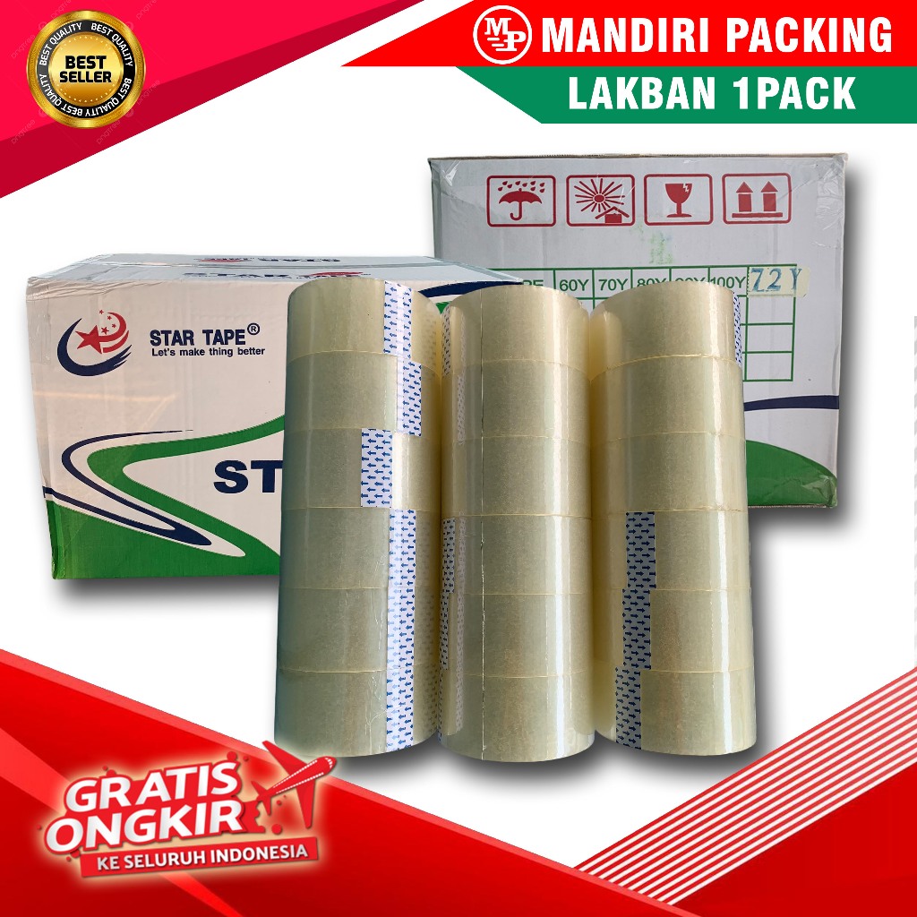 

Startape 1Dus Lakban Bening isi 24 pak 72 pcs Lakban Premium Harga Grosir Termurah