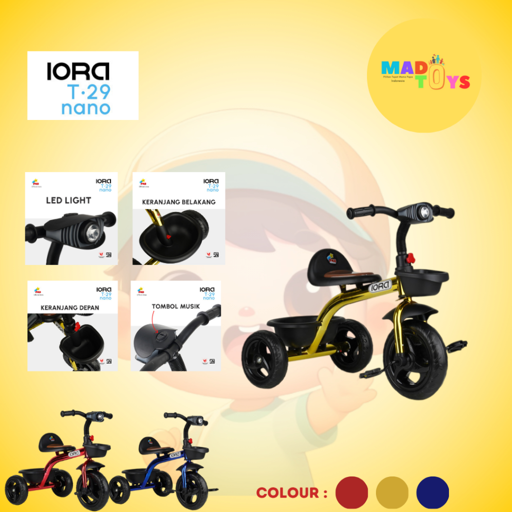 TRICYCLE SEPEDA RODA TIGA ANAK KERANJANG T29 NANO KILAT MURAH