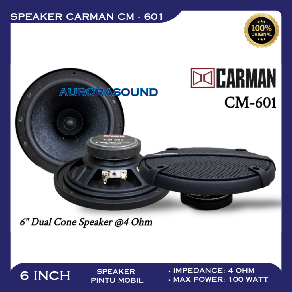 SPEAKER CARMAN CM - 601 SPEAKER PINTU MOBIL 6 INCH WOOFER 100 WATT ORIGINAL