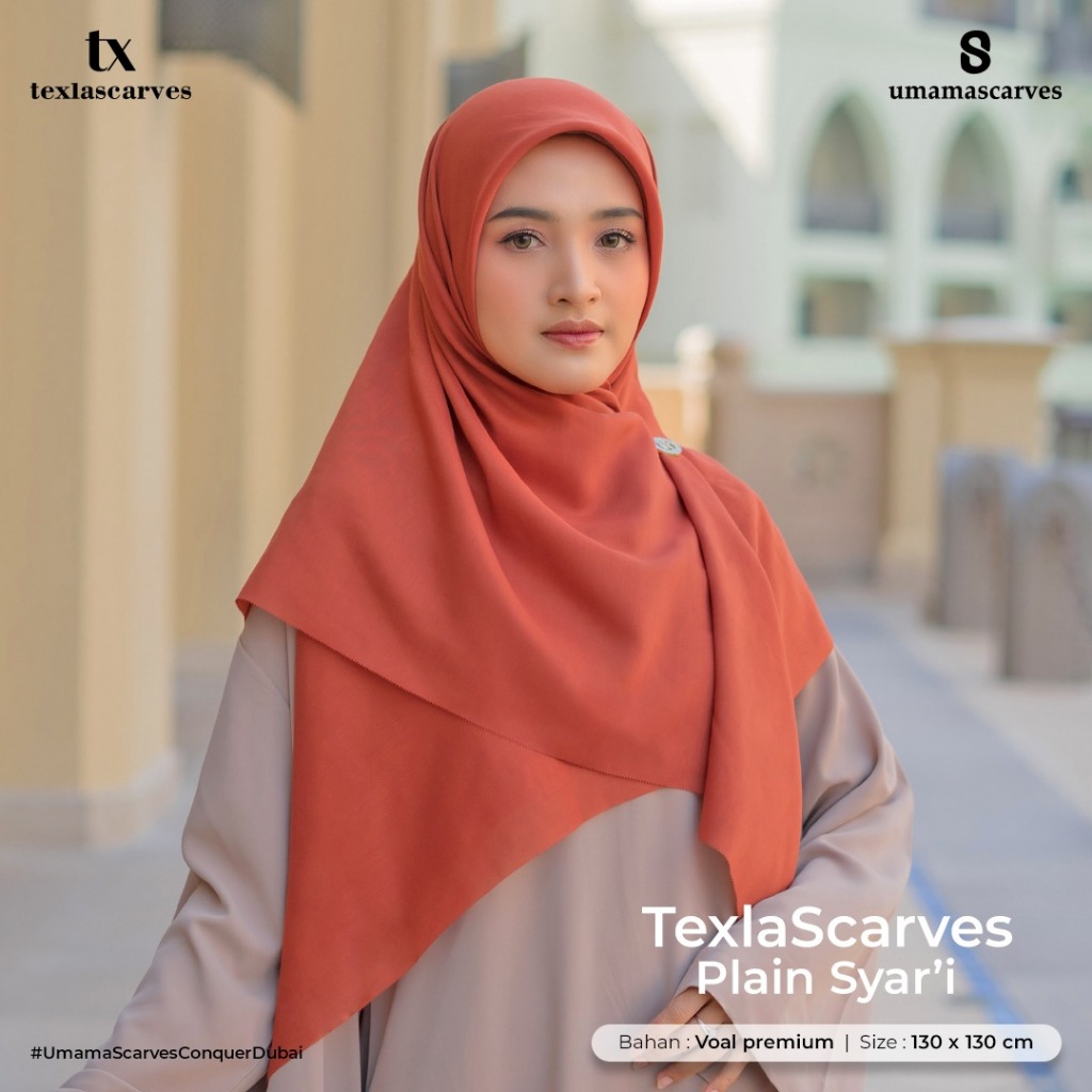GROSIRAN BOX TEXLA SYARI SCARVES POLOS  BY UMAMA SCARF FREE BROSH, Hijab  Voal Motif Umama130X130 is