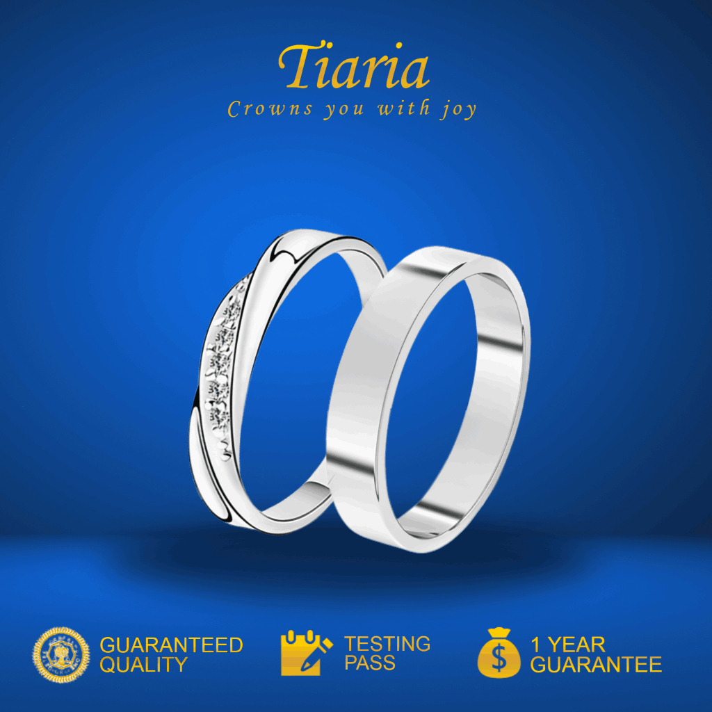 Cincin Nikah lapis Emas Putih 2-4 gram 9K Gold Coated Silver (Wanita) & Platinum Coat (Pria)--AEA08