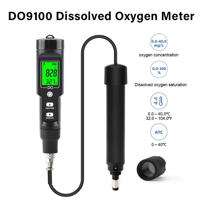 Alat Ukur Oksigen Air DO9100 Dissolved Oxygen Meter 0.0-40.0 Mg/L Do Meter Oksigen Air